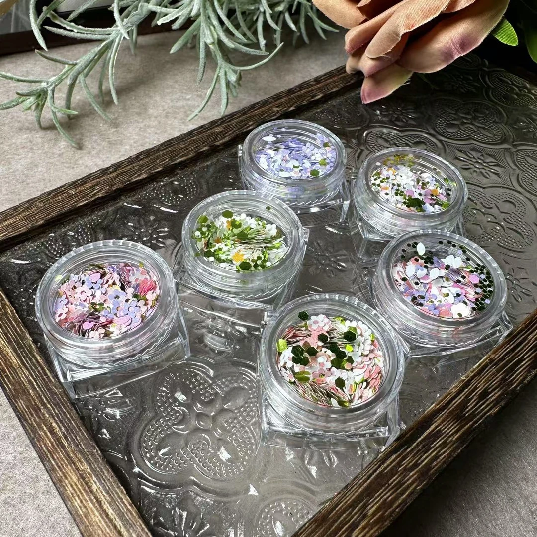 【6盒】春日多巴胺小花花美甲亮片饰品套装