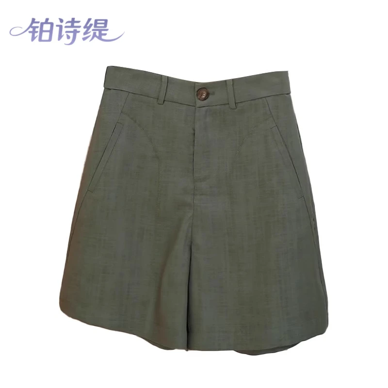 薄款天丝亚麻五分短裤女2025年夏季新款a字棉麻高腰小个子阔腿裤