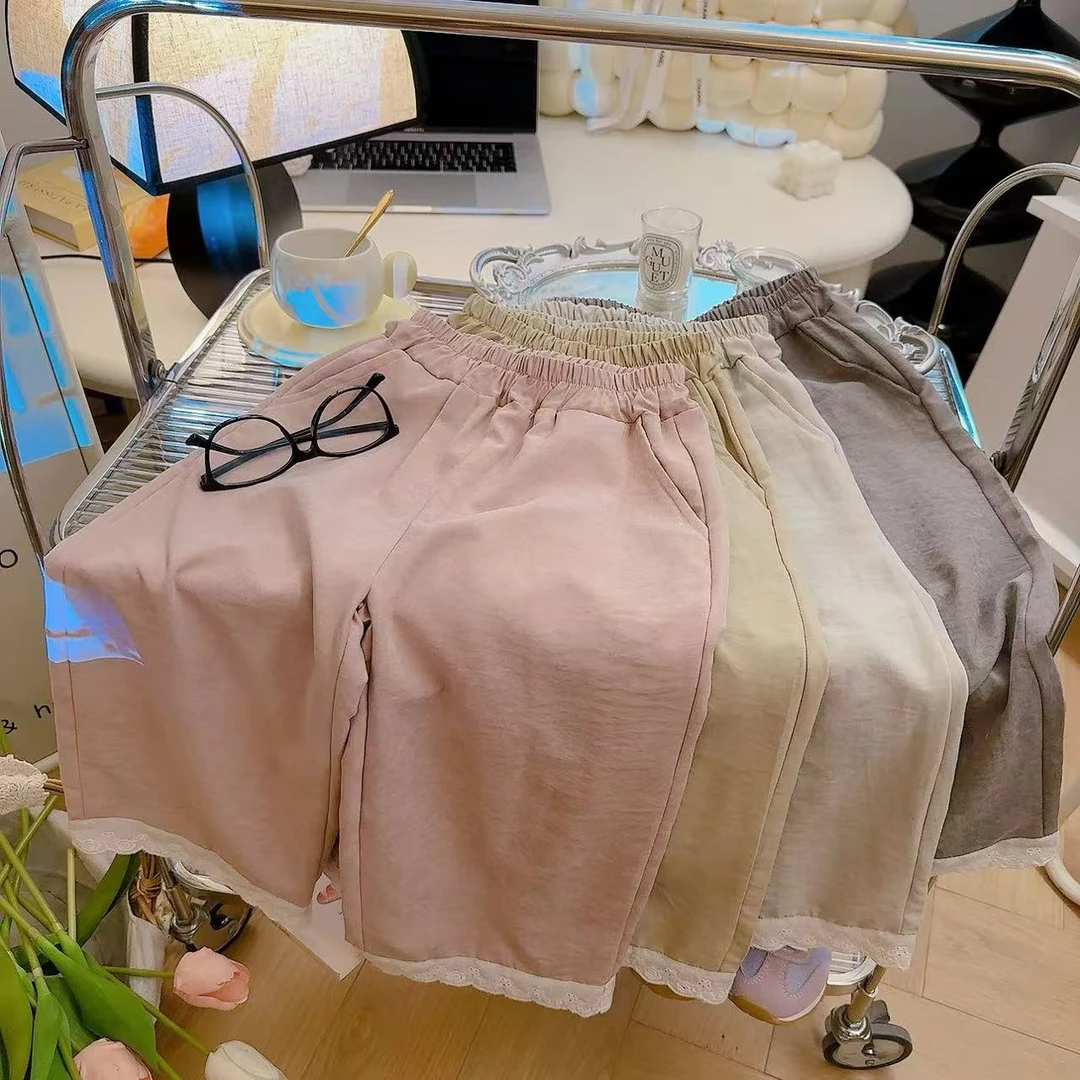 儿童卫裤秋季新款宝宝休闲裤运动长裤宽松百搭女童花边裤子