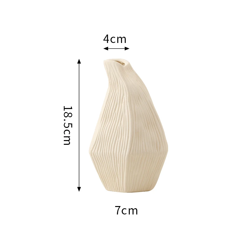 【多边斜口花插】白色无孔百搭贝壳系设计感鲜花绿植桌面陶瓷花器