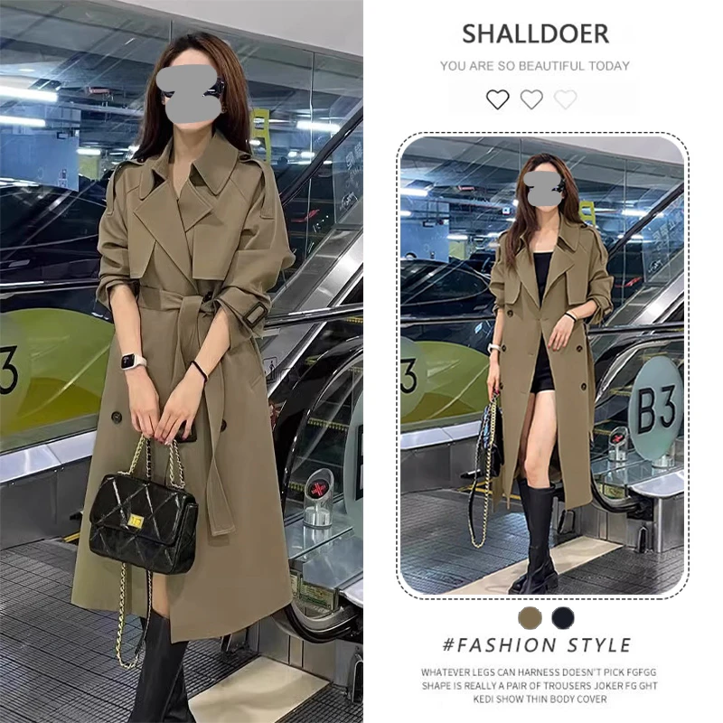 高级感卡其色风衣外套女2025春秋新款显瘦时尚气质中长款过膝大衣