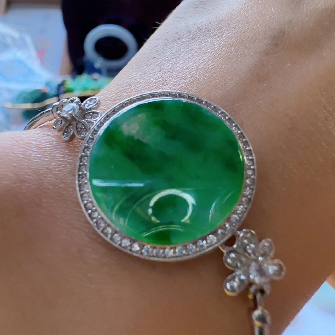翡翠银S925镶嵌手镯翡翠660