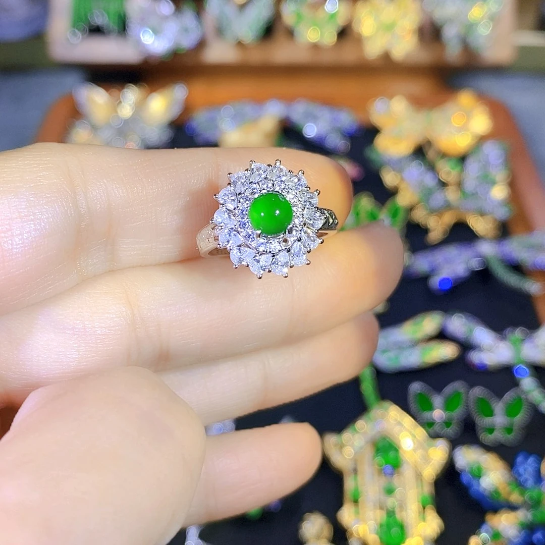 吊坠(不含链)银S925镶嵌翡翠