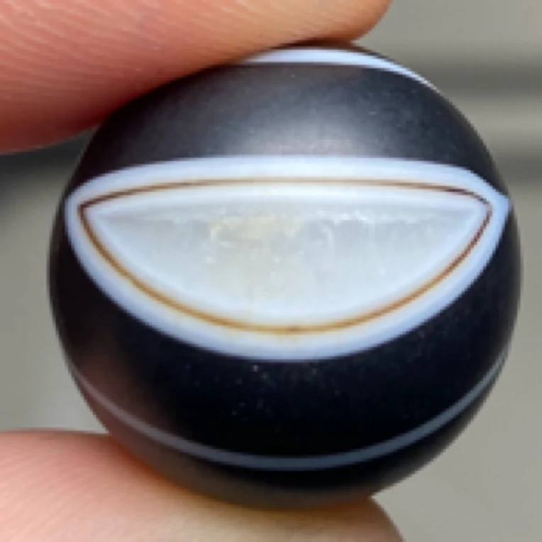 天然精品晶体凤眼眼睛复古黑玛瑙16mm