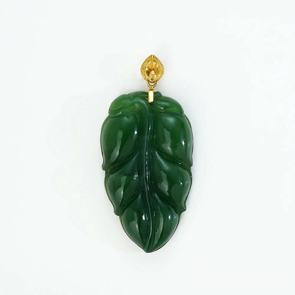 18K碧玉叶子吊坠44503