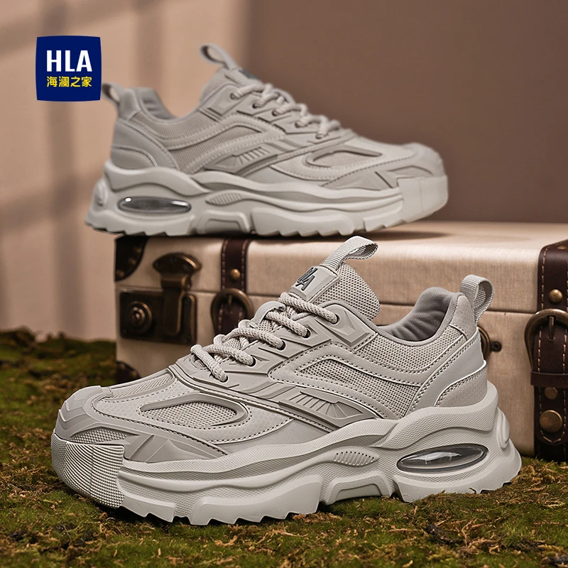 HLA/海澜之家2025夏季百搭小白鞋男鞋透气潮鞋网面防臭休闲鞋F117