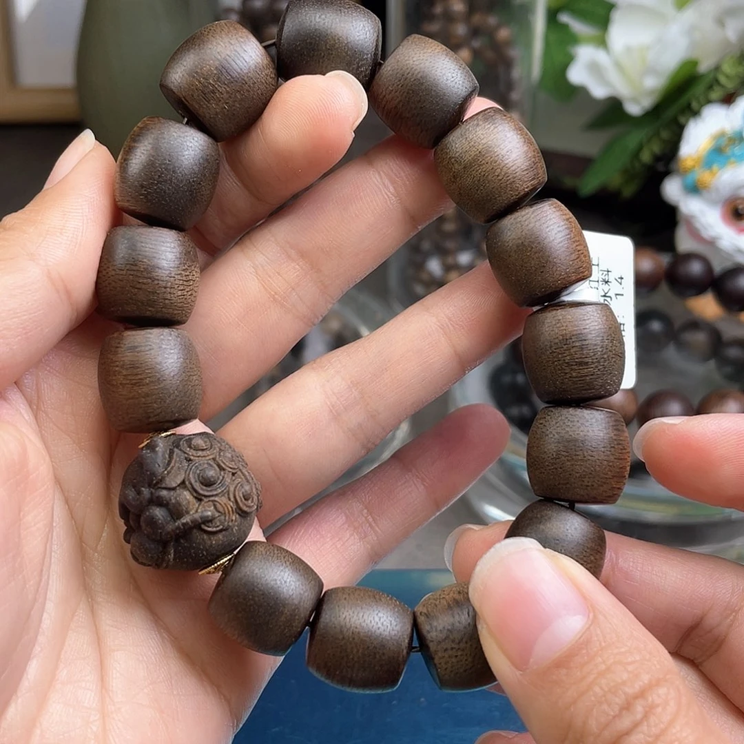 手串沉香越南富森红土玉化沉水1.4