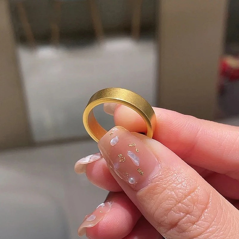 钛钢戒指 古法哑光戒指经典素圈男女ins小众设计高级简约网红同款