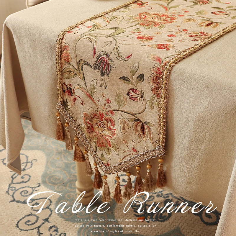 欧式桌旗轻奢高端2025新款茶几电视柜餐桌旗布美式高级感斗柜盖布