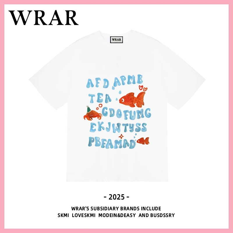 【海底世界】新品潮流夏季透气宽松T恤白色休闲情侣春夏个性印花