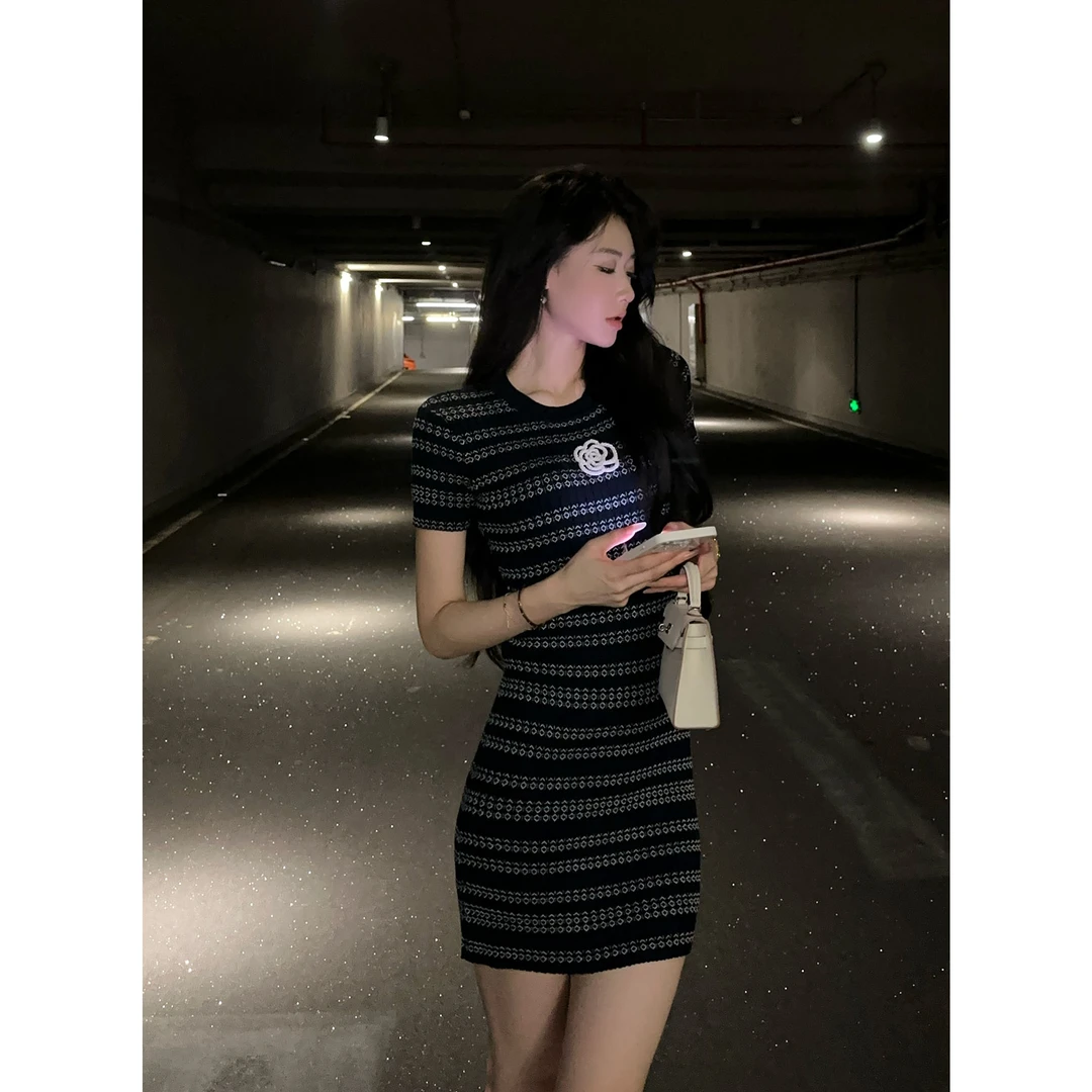 JIJINQI夏季气质辣妹裙子法式设计感小香风性感连衣裙JD07LMXL893