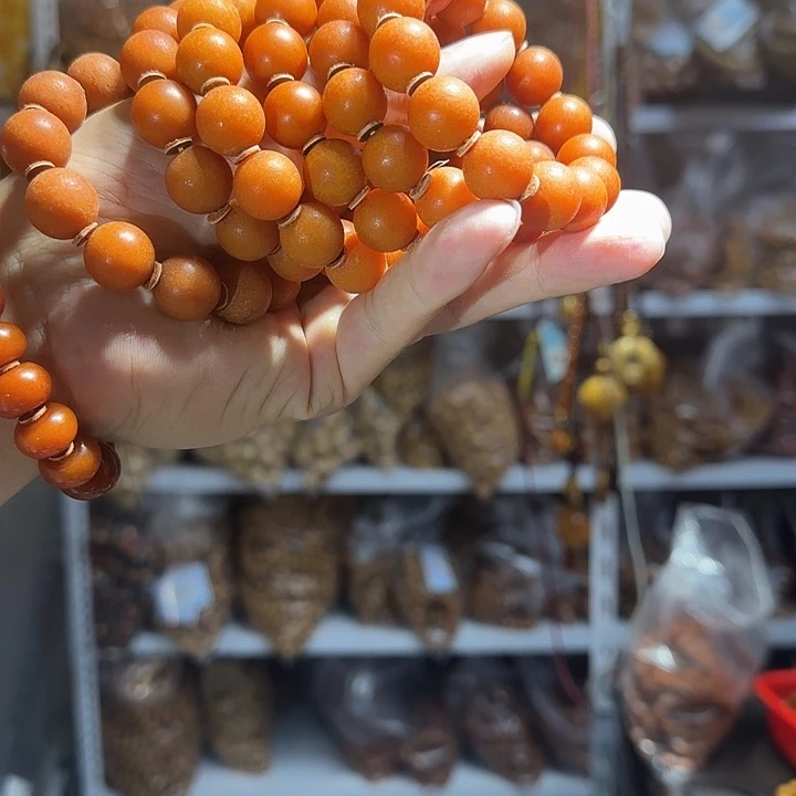 蜜蜡未镶嵌手链14橘皮手串多样性发其一