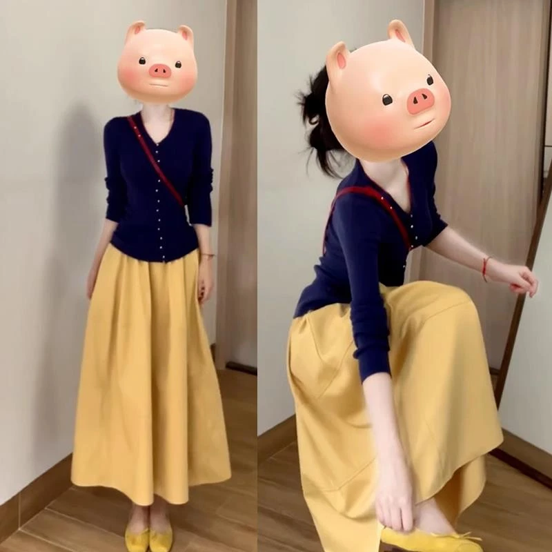 早秋季温柔韩系穿搭一整套气质高级感连衣裙子套装女2025新款长裙