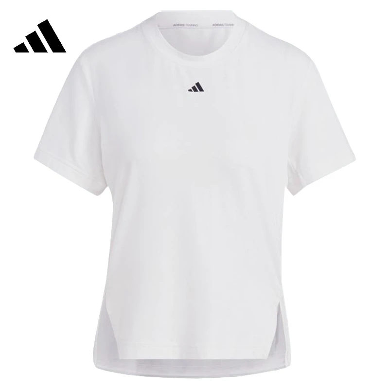 adidas阿迪达斯女子情人节D2T TEE流光风针织无领短T恤HS8108