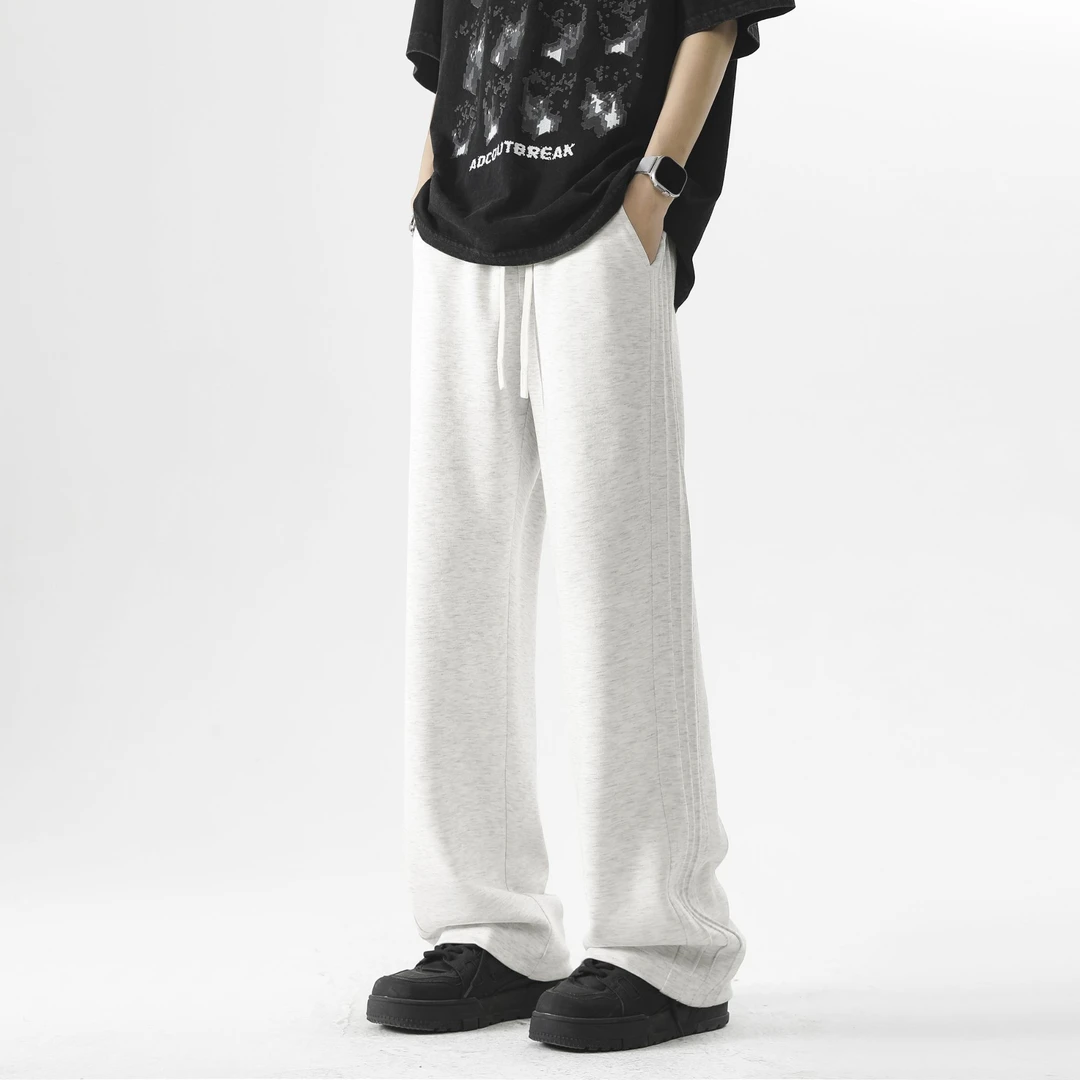 B-K-F美式潮牌卫裤男生2025春秋款三条杠休闲裤宽松直筒运动长裤