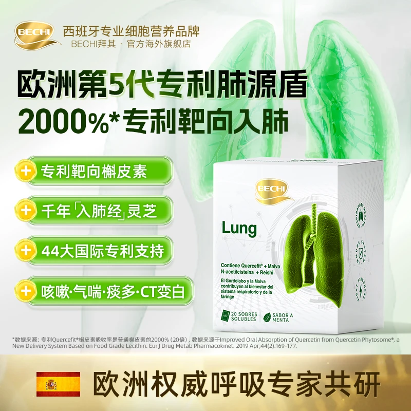 【专利肺细胞】BECHI肺源盾专利清肺 修复呼吸系统细胞 专利槲皮素