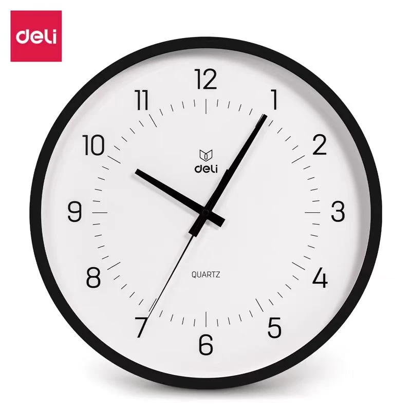 Deli/得力得力挂钟家用客厅现代简约免打孔时尚创意静音挂墙钟