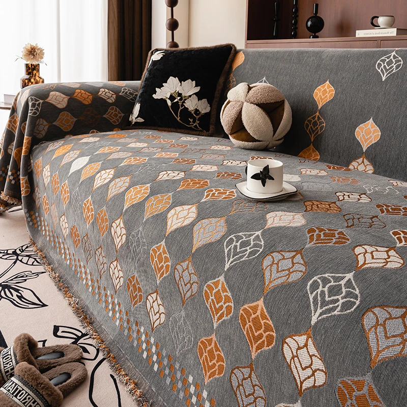 颜如玉沙发盖布一整张套罩全盖毯高档雪尼尔沙发巾四季通用防滑