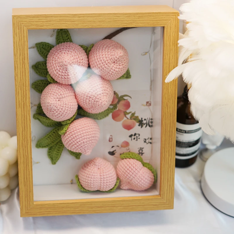 相框桃你欢喜 桌面搭子手工钩织手工DIY百搭时尚创意玩偶钩织