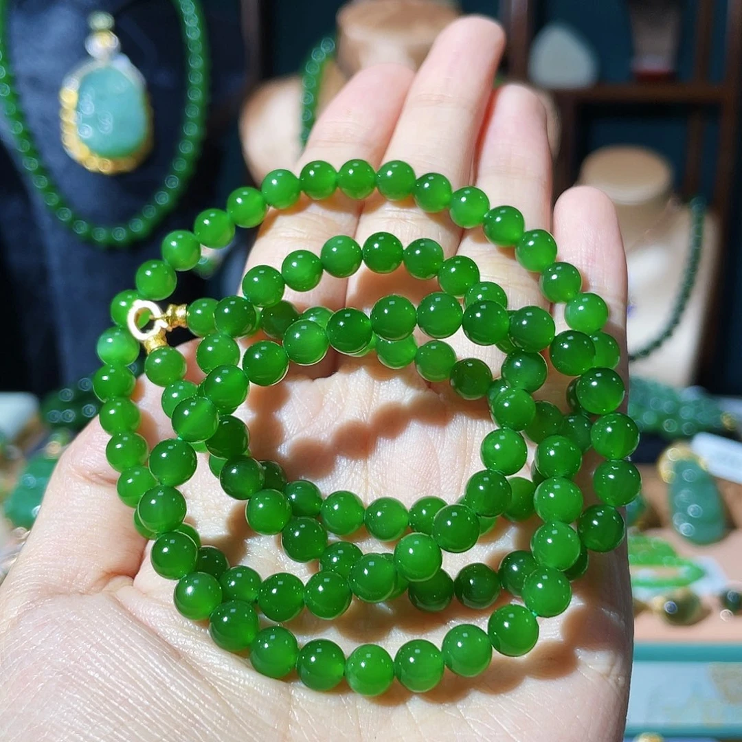 和田玉（碧玉）18K金镶嵌颈饰