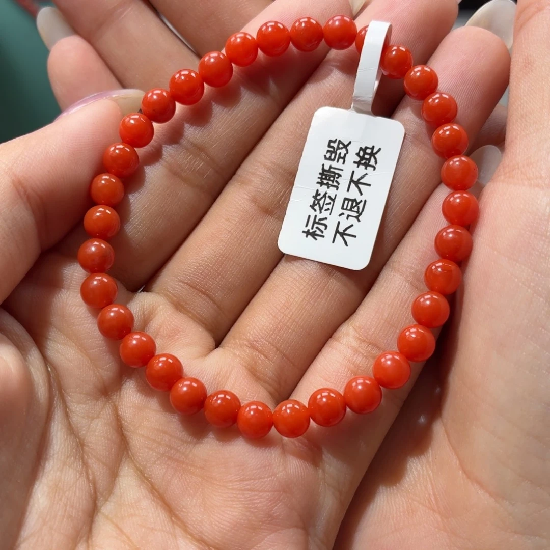 南红玛瑙手串未镶嵌原矿保山南红冷水红柿子红手串卡5+