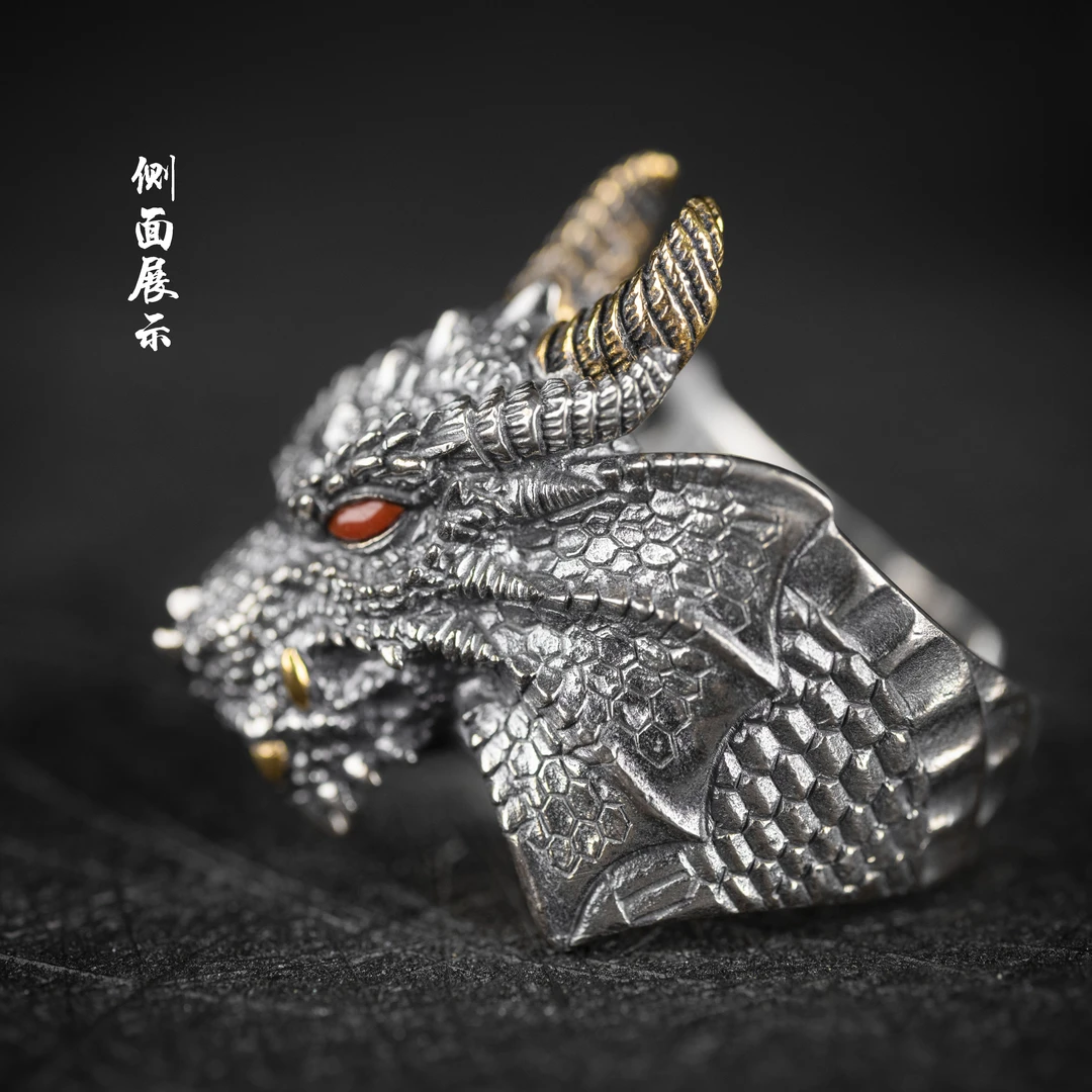 925银戒指 欧式魔幻风s925暗黑魔龙戒指