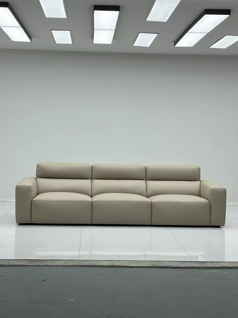 极简搭配高靠背豆腐块客厅办公室沙发时尚皮沙发头层牛皮家用简约