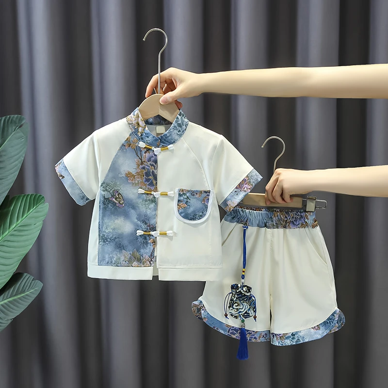 儿童演出服民族风套装女童新中式中国风唐装男童古风夏季薄款童装