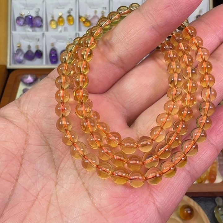 未镶嵌黄晶手串多圈