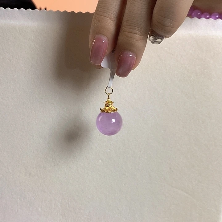 紫锂辉高冰收藏级龙珠16+锂辉石银S925镶嵌