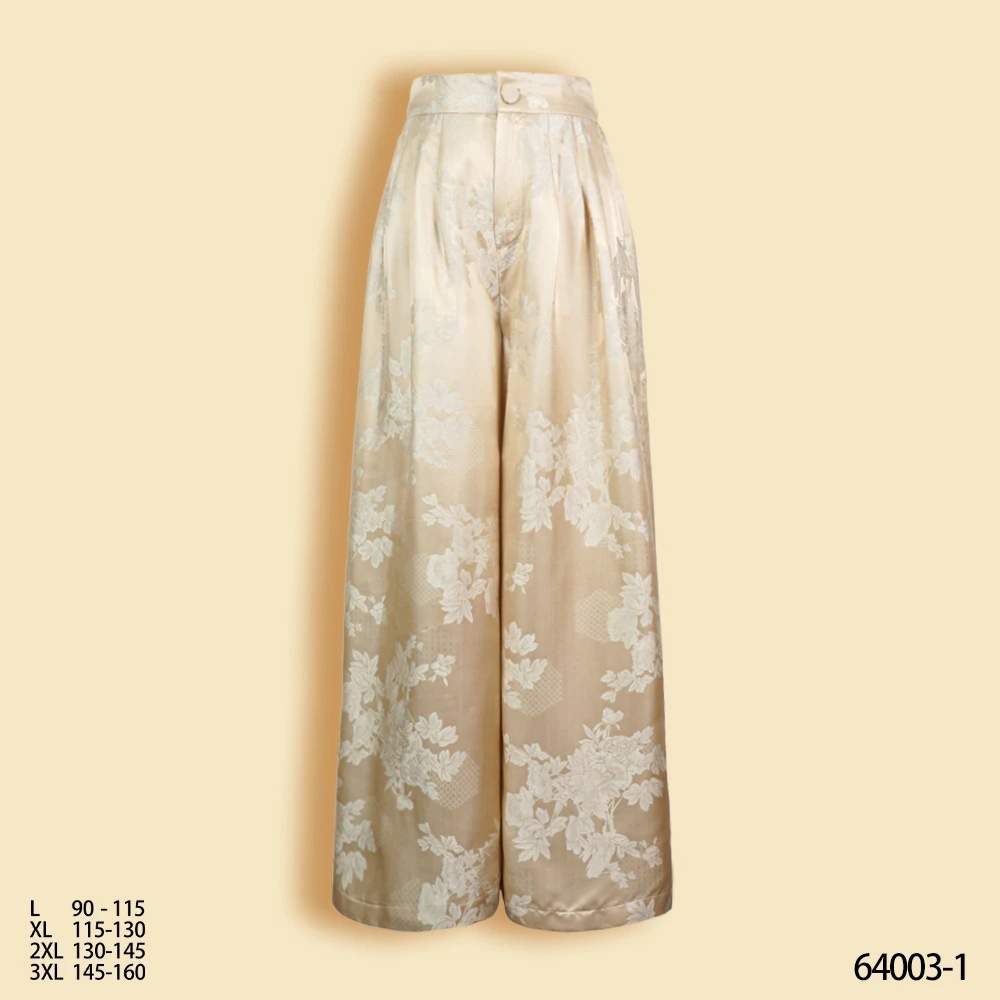 MM 2025夏季新款米色茶花女时尚休闲阔腿裤64003-1
