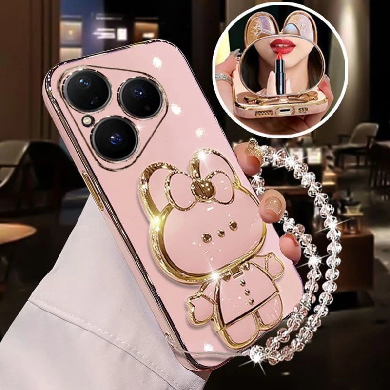 适用华为Pura80手机壳补妆镜子支架JUY-AL00软壳防摔全包边带手链