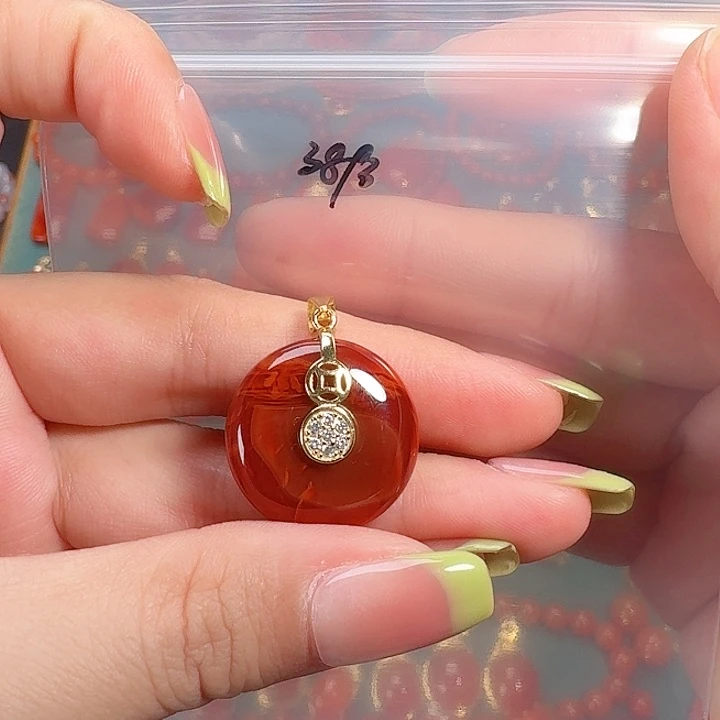 南红玛瑙银S925镶嵌吊坠