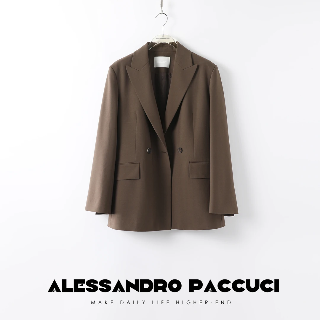 【孤品不退换】21442X弹力色织皱垂顺西装时尚女装