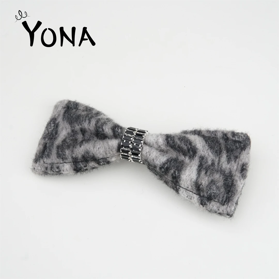 【FL015】双面羊绒毛呢经典款小香风蝴蝶结百搭发饰后脑勺盘发发夹