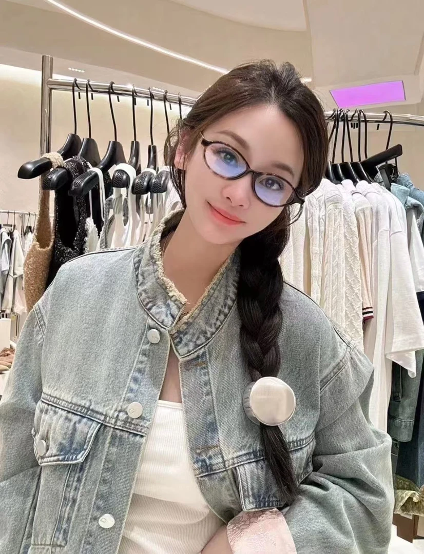 ZQ M胸114长67休闲风直下摆立领毛边短外套水洗百搭上衣 7996