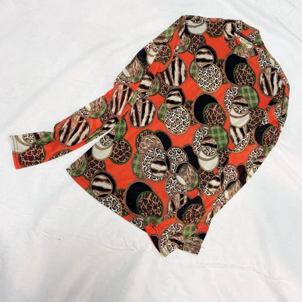 半高圆领豹纹印花打底衫-果梓222