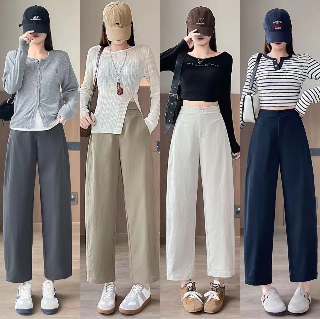 新款窄版镰刀裤秋季休闲高腰显瘦百搭小公主八分九分春秋女裤