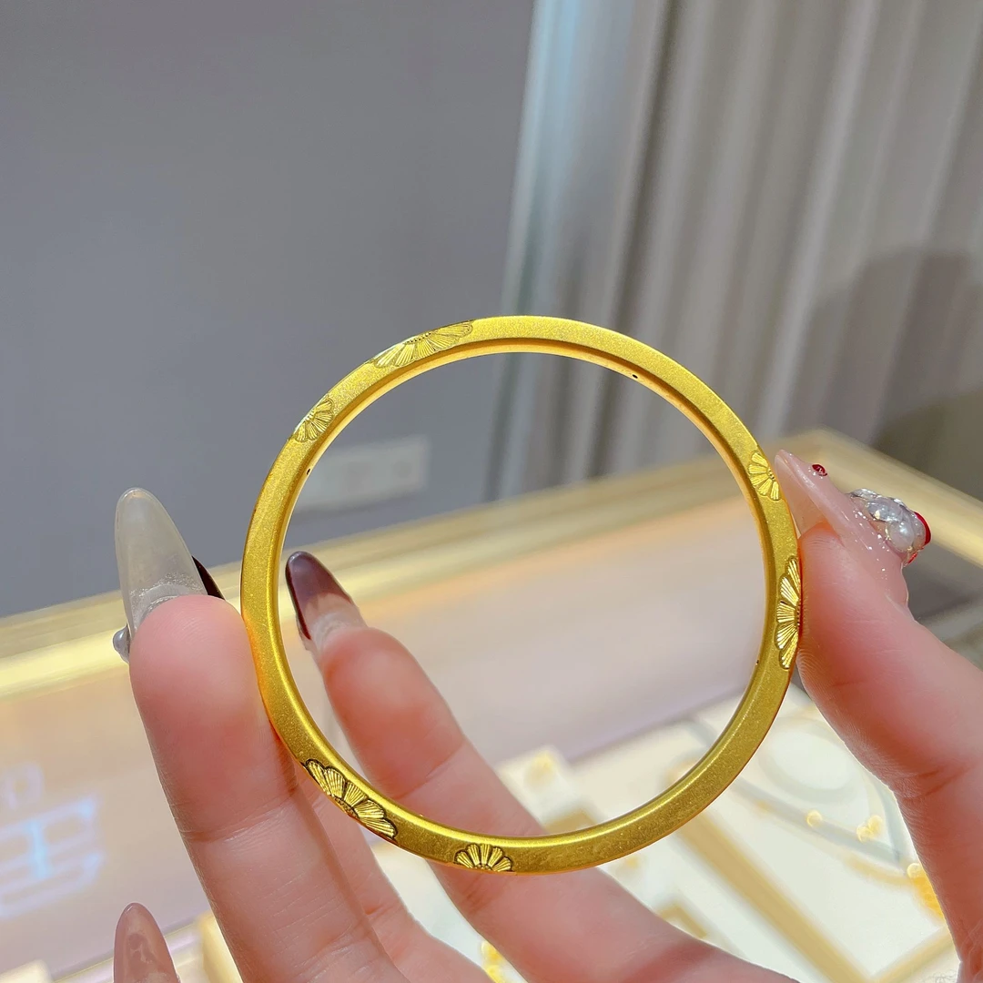瑞诺黄金喜上眉梢金手镯女足金999小雏菊金手镯款生日礼物送女友