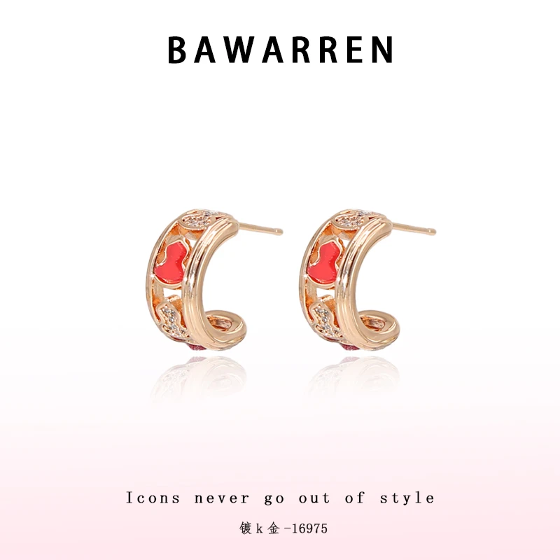Bawarren 16975-【红葫芦】精致耳环优雅