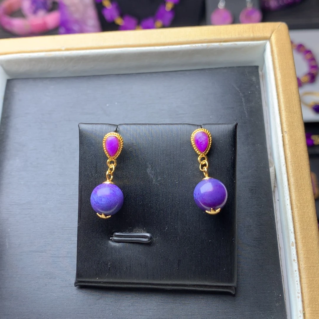 苏纪石（舒俱来）银S925镶嵌耳坠