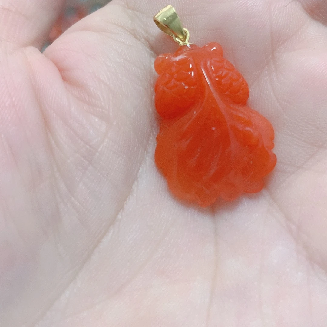 南红玛瑙银S925镶嵌吊坠(不含链)