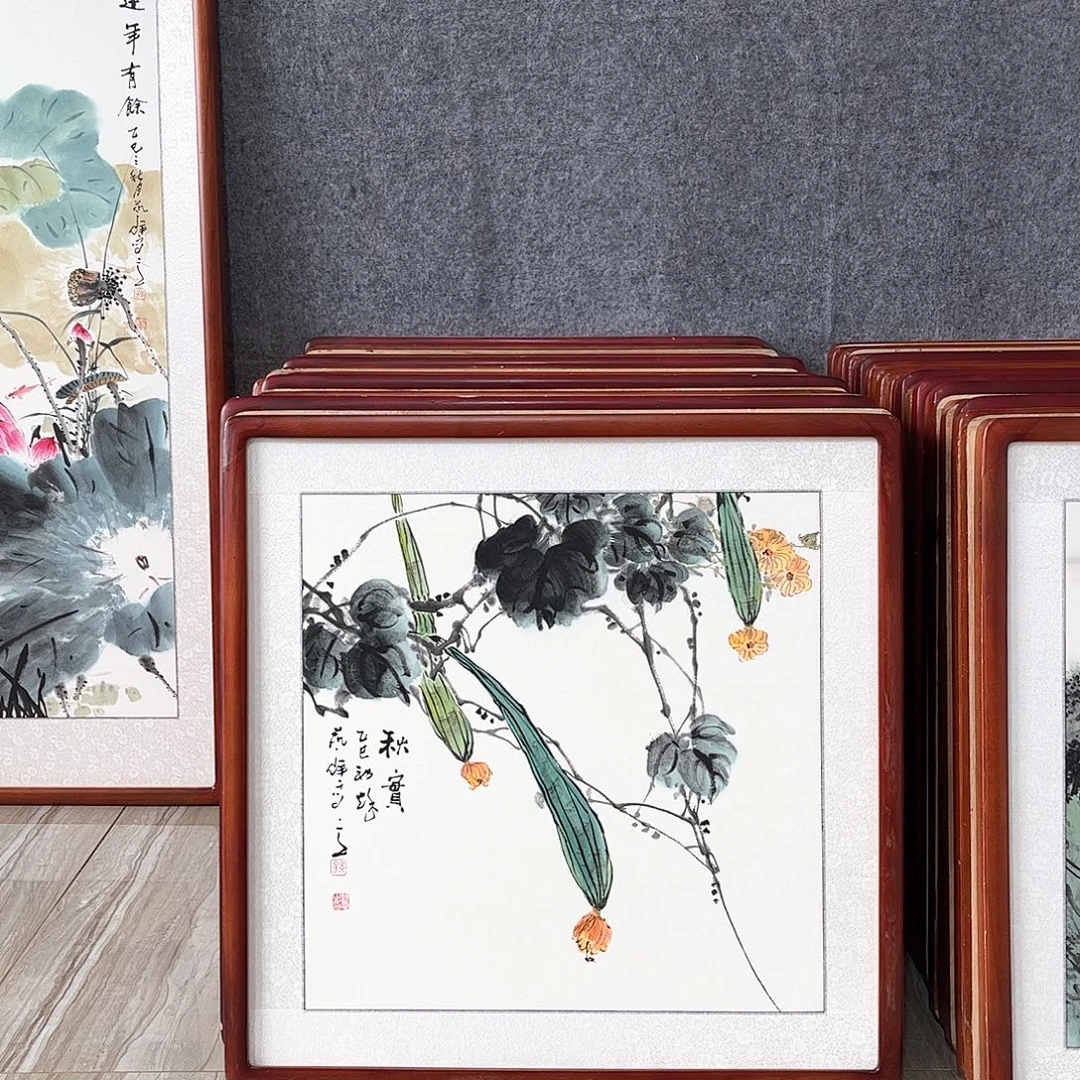 国画书画作品带框63×63