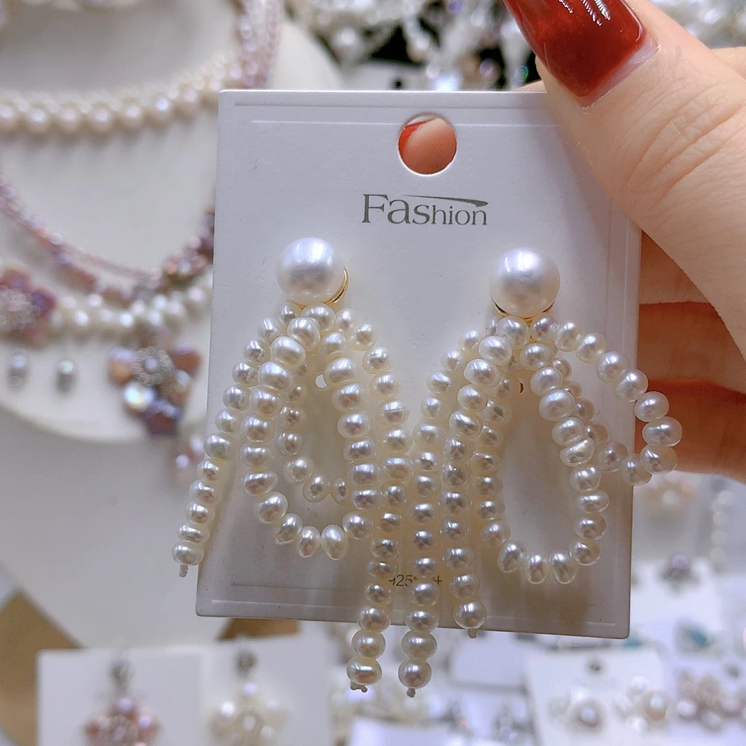 银S925镶嵌耳饰淡水珍珠