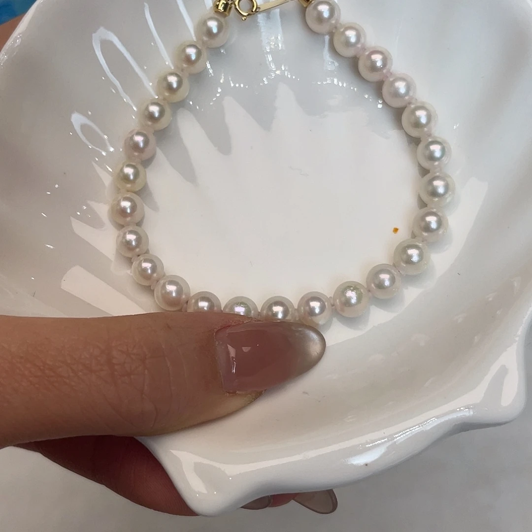 手绳18K金镶嵌海水珍珠