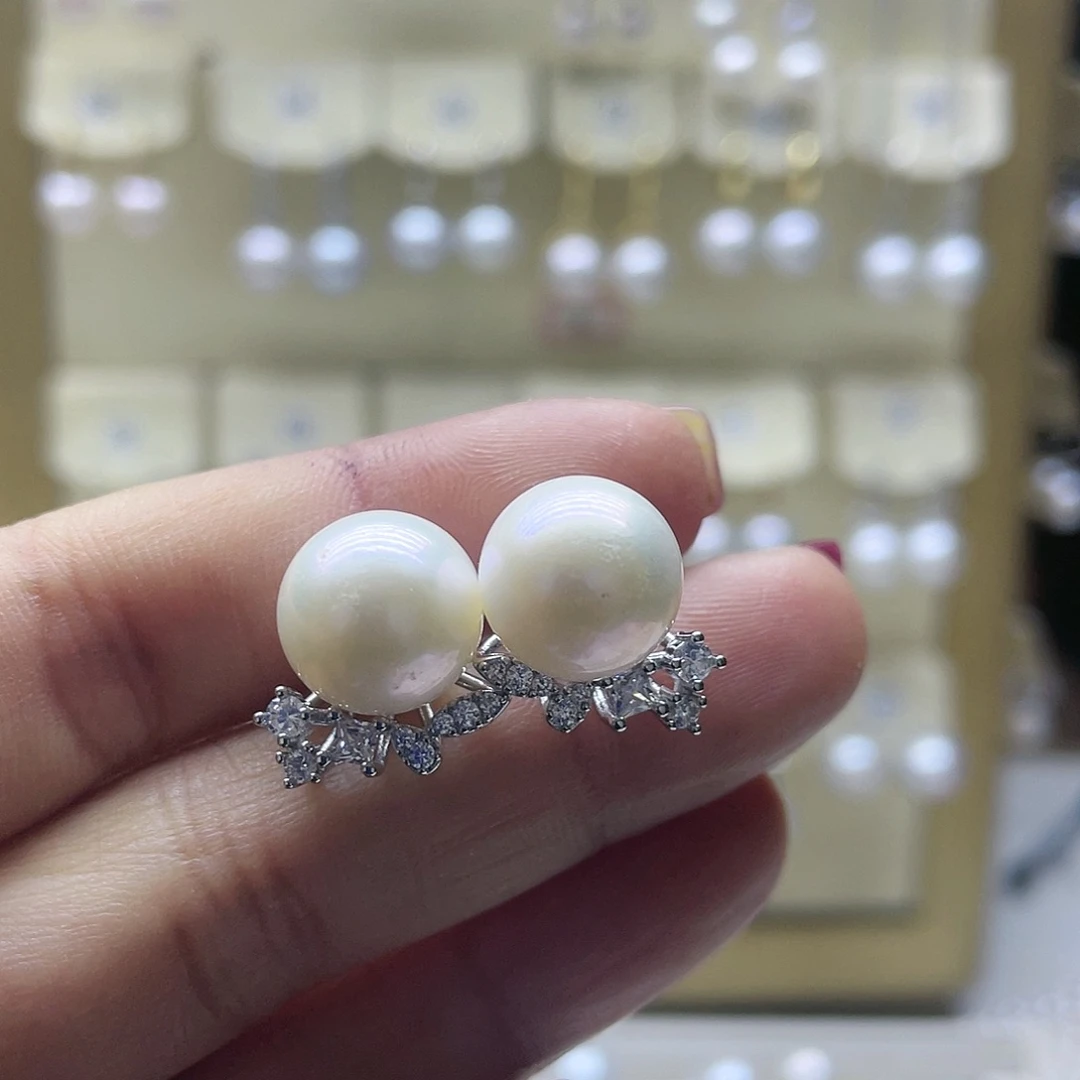 淡水珍珠耳饰银S925镶嵌