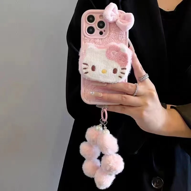 ZMGX秋冬毛绒KT猫适用苹果17pro粉色手机壳华为oppo小米17vivo女