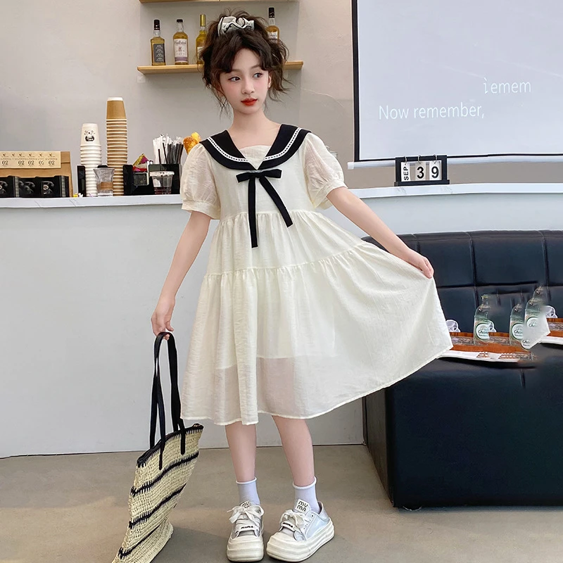 海军风连衣裙女童2025夏季公主裙3年级女孩衣服童装女夏装公主裙