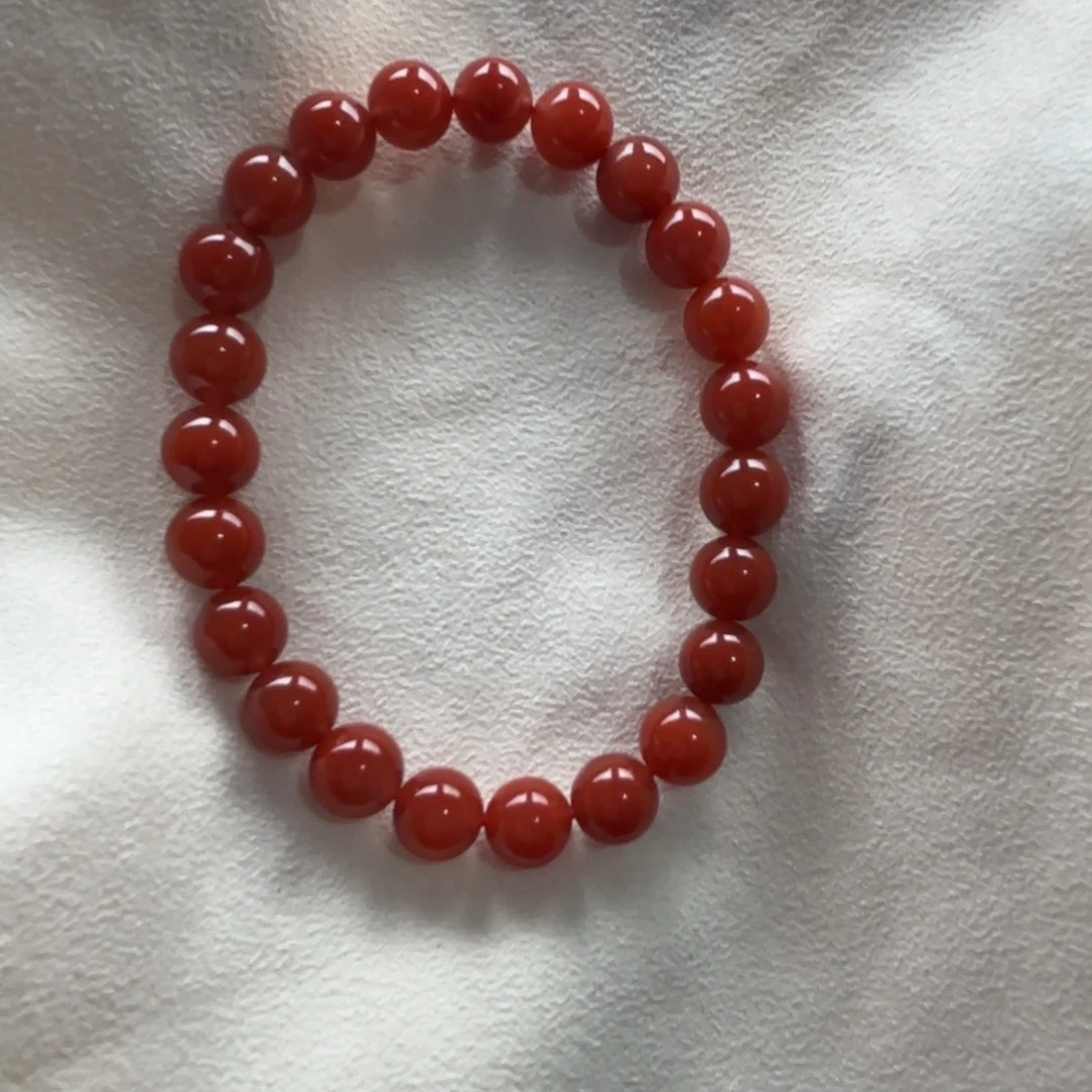 南红玛瑙未镶嵌手串保山天然原矿锦红单圈