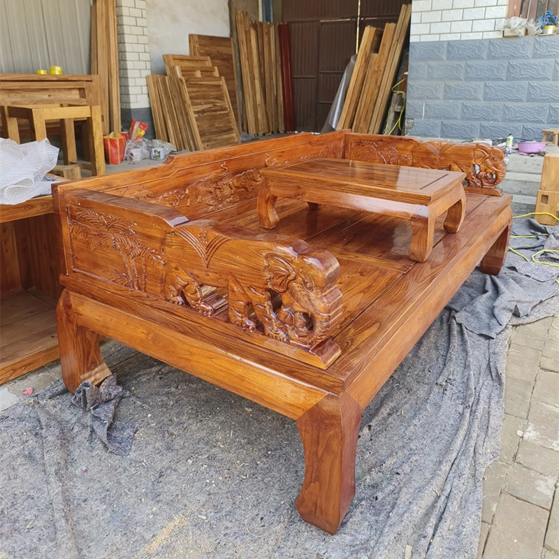 老榆木罗汉床客厅家用新中式禅意实木沙发床酒店贵妃茶床榻小户型